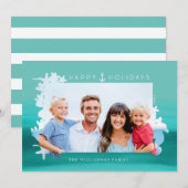 Nautical Aqua Prettige feestdagen Ocean Photo Lijs Feestdagenkaart (Voorkant / Achterkant)