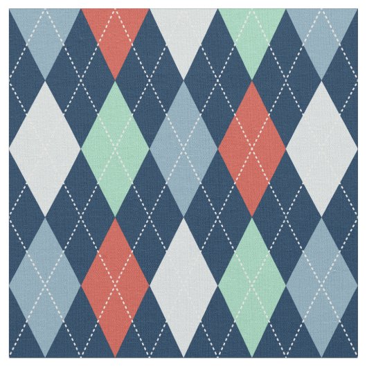 Nautical Argyle Fabric Stof (Close Up)