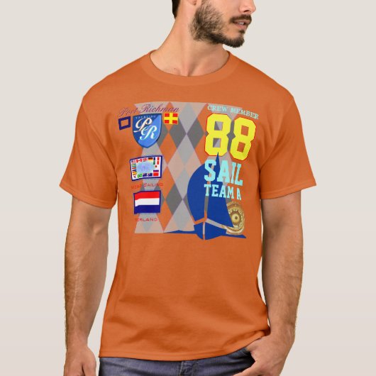 Nautical Argyle Nederland Flag Sail Number 88 T-shirt (Voorkant)
