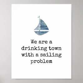 Nautical Art Drink Town met een verzilverend probl Poster