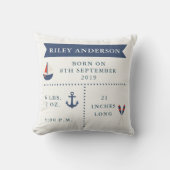 Nautical Baby Birth Announcement Pillow Kussen (Voorkant)