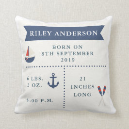 Nautical Baby Birth Announcement Pillow Kussen