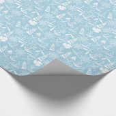 Nautical Baby Blue Anchors Sailboat Wrapping Paper Cadeaupapier (Hoek)