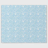 Nautical Baby Blue Anchors Sailboat Wrapping Paper Cadeaupapier (Vlak)
