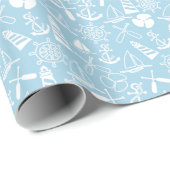 Nautical Baby Blue Anchors Sailboat Wrapping Paper Cadeaupapier (Rol Hoek)