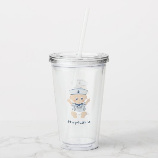 Nautical Baby Boy Baby shower Acryl Drinkbeker (Achterkant)