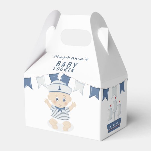 Nautical Baby Boy Baby shower Bedankdoosjes (Achterkant)