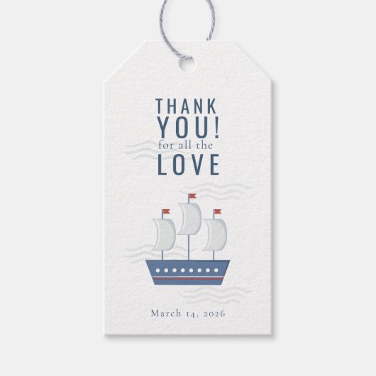 Nautical Baby Boy Baby shower Bedankt Cadeaulabel (Voorkant)