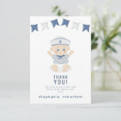 Nautical Baby Boy Baby Shower Bedankt Kaart (Staand voorkant)