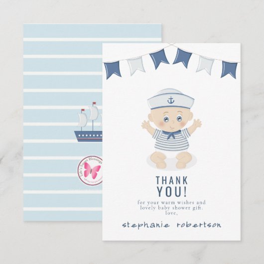 Nautical Baby Boy Baby Shower Bedankt Kaart (Voorkant / Achterkant)