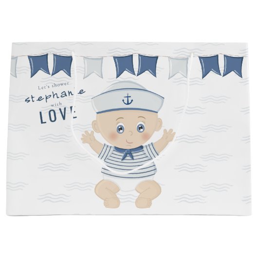 Nautical Baby Boy Baby shower Groot Cadeauzakje (Voorkant)