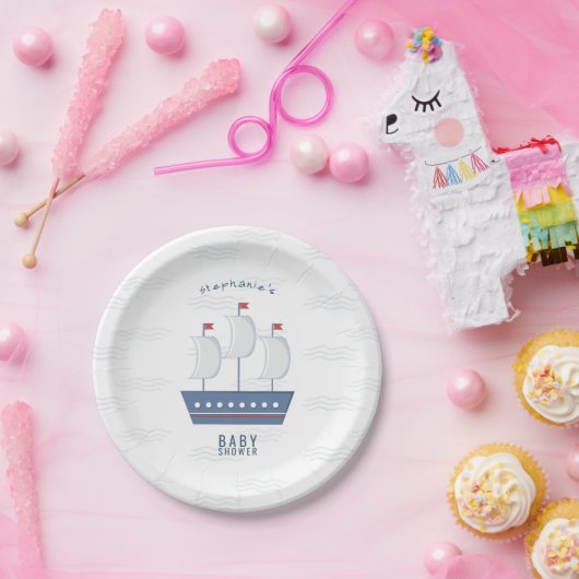Nautical Baby Boy Baby shower Papieren Bordje (Feest)