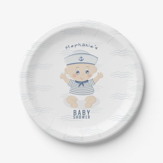 Nautical Baby Boy Baby shower Papieren Bordje (Voorkant)
