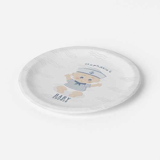 Nautical Baby Boy Baby shower Papieren Bordje (Gekanteld)