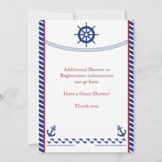 Nautical Baby Boy Baby shower Uitnodiging (Achterkant)
