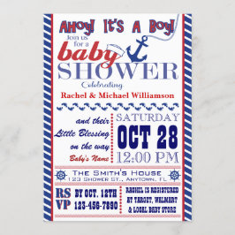 Nautical Baby Boy Baby shower Uitnodiging