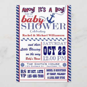 Nautical Baby Boy Baby shower Uitnodiging