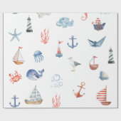 Nautical Baby Boy Cadeaupapier (Vlak)