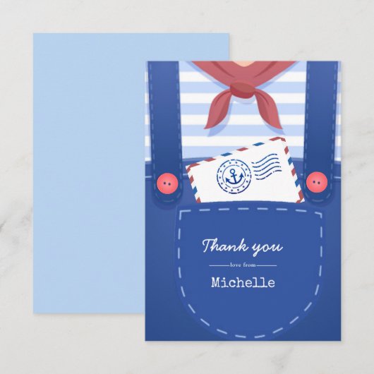 Nautical Baby Boy Shower by Mail Bedankkaart (Voorkant / Achterkant)