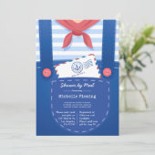 Nautical Baby Boy Shower by Mail Invitation Kaart (Staand voorkant)