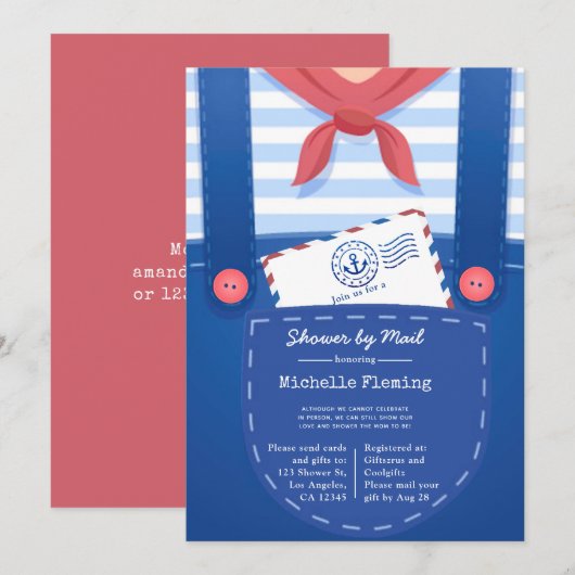 Nautical Baby Boy Shower by Mail Invitation Kaart (Voorkant / Achterkant)