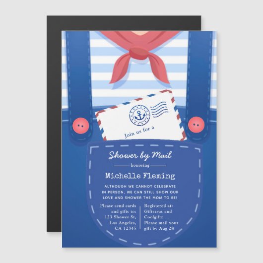 Nautical Baby Boy Shower by Mail Magnetische Uitnodiging (Voorkant / Achterkant)
