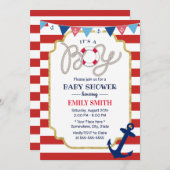 Nautical Baby Boy Shower Navy Anchor Red Stripes Kaart (Voorkant / Achterkant)