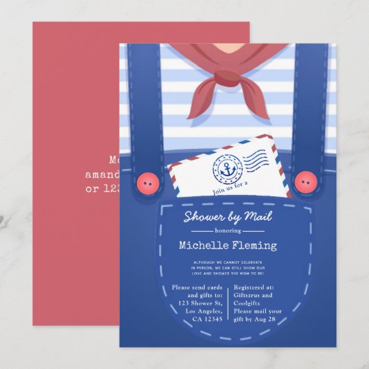 Nautical Baby Boy Shower uitnodiging per post (Voorkant / Achterkant)