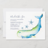 Nautical Baby Douche Uitnodigingen Waterverf Walvi (Voorkant)