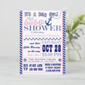 Nautical Baby Girl Baby shower Uitnodiging (Staand voorkant)