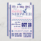 Nautical Baby Girl Baby shower Uitnodiging (Voorkant / Achterkant)