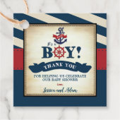Nautical Baby Jongen Douche Dank je Favor Ahoy Bedankjes Labels (Voorkant)