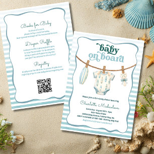 Nautical Baby on Board All-in-One Baby Shower Kaart