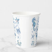 Nautical Baby Shower Boy Navy Blue Sailor Papieren Bekers (Rechts)