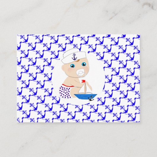 Nautical Baby shower Boy Sailor Blue  Informatiekaartje (Achterkant)