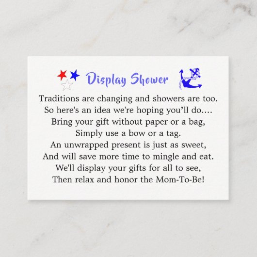 Nautical Baby shower Boy Sailor Blue  Informatiekaartje (Voorkant)