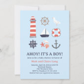 Nautical Baby shower Invitation Ahoy Het is een jo Kaart (Voorkant)