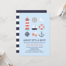 Nautical Baby shower Invitation Ahoy Het is een jo