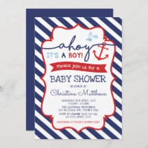 Nautical Baby shower Invitation Ahoy Het is een jo