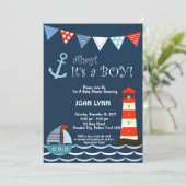 Nautical Baby shower Invitation, Ahoy, het is een  Kaart (Staand voorkant)