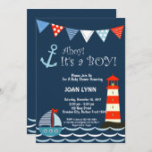 Nautical Baby shower Invitation, Ahoy, het is een  Kaart (Voorkant / Achterkant)