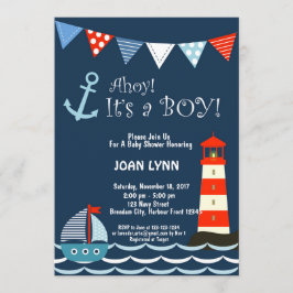 Nautical Baby shower Invitation, Ahoy, het is een  Kaart