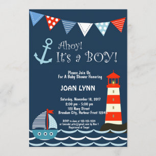 Nautical Baby shower Invitation, Ahoy, het is een  Kaart