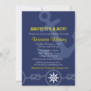 Nautical Baby shower Invitation, Ahoy! Het is een  Kaart