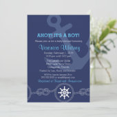 Nautical Baby shower Invitation, Ahoy! Het is een  Kaart (Staand voorkant)