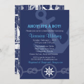 Nautical Baby shower Invitation, Ahoy! Het is een  Kaart (Voorkant / Achterkant)