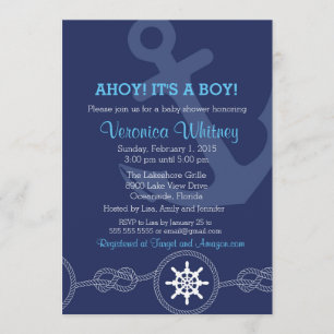 Nautical Baby shower Invitation, Ahoy! Het is een  Kaart