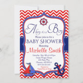 Nautical Baby shower Invitation, Ahoy is een jonge Kaart (Voorkant)
