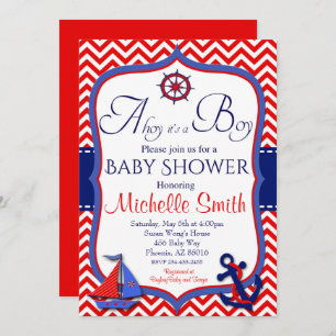 Nautical Baby shower Invitation, Ahoy is een jonge Kaart