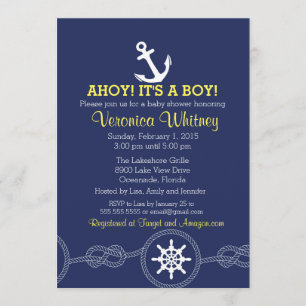 Nautical Baby shower Invitation, Ahoy! Zeilen Kaart